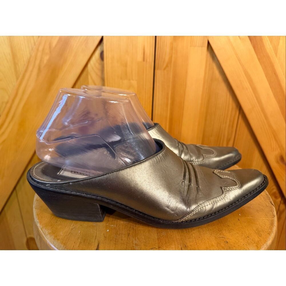 MATISSE Metallic Leather Western Mules Size 7.5M